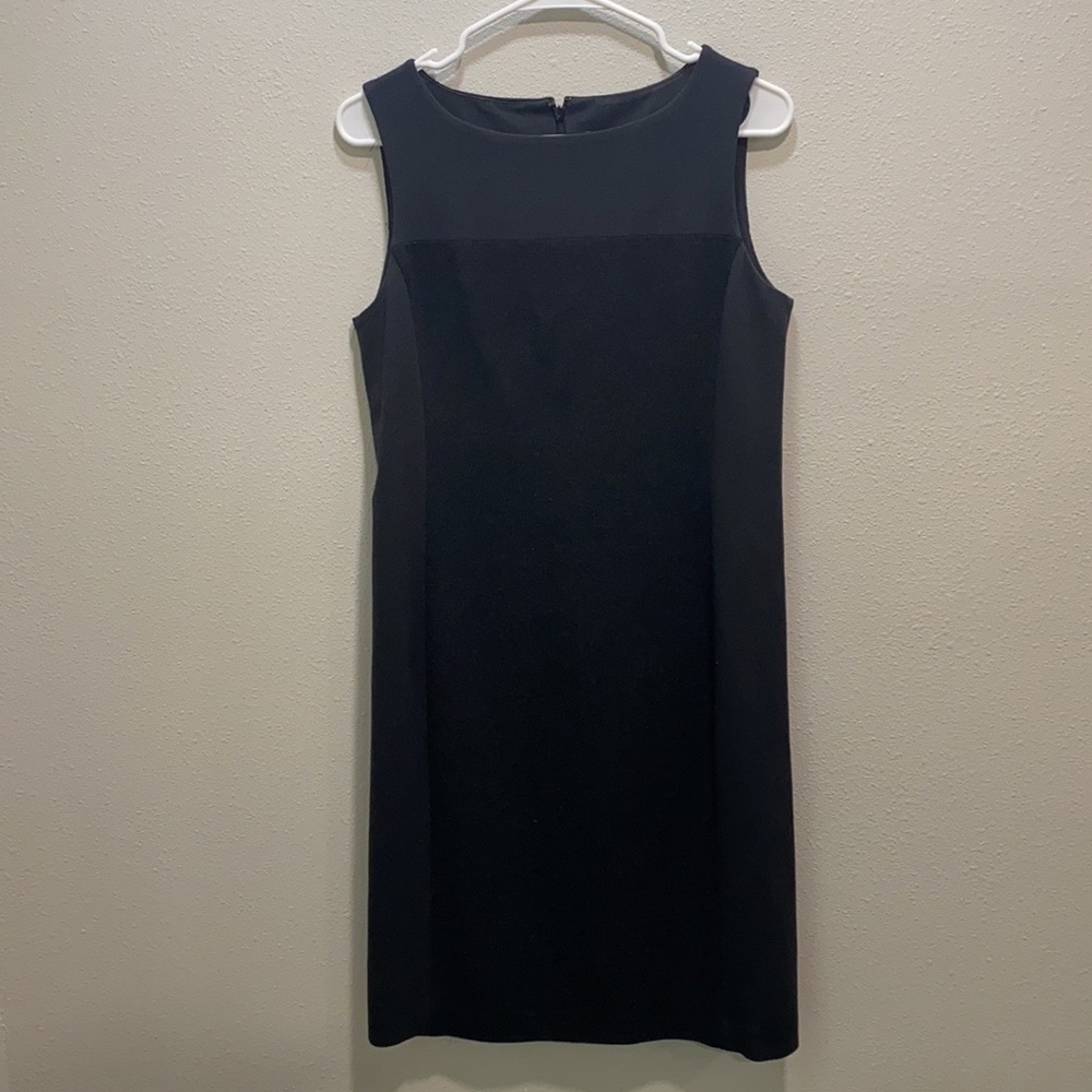 Eileen Fisher Charcoal Black Colorblock Viscose‎ Ponte Sheath Dress